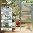 6' x 10' Polycarbonate Walk-in Greenhouse with Aluminum Frame and Sliding Door - Silver