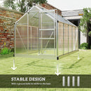 6' x 10' Polycarbonate Walk-in Greenhouse with Aluminum Frame and Sliding Door - Silver