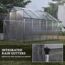 6' x 10' Polycarbonate Walk-in Greenhouse with Aluminum Frame and Sliding Door - Silver