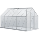6' x 12' Large Walk-In Greenhouse with Aluminum Frame and Polycarbonate Panels with transparent roof and walls on a white background