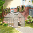 6' x 12' Large Walk-In Greenhouse with Aluminum Frame and Polycarbonate Panels next to a house on the grass
