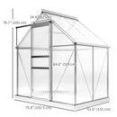 Small greenhouse with dimensions labeled on a white background