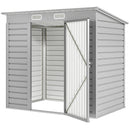 6 x 4 ft Light Grey Metal storage shed with open door on a white background