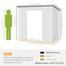 Diagram of a storage unit with dimensions labeled, including a person for scale.