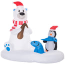 Polar Bear and Penguin Inflatable Christmas Display with LED Lights 