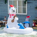 Large Penguin and Polar Bear Fishing Christmas Display with LED Lighting 