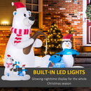 6ft Polar Bear and Penguin Inflatable Christmas Display for Yard with built in LED lights 