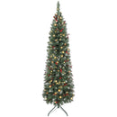 6ft Prelit Slim Christmas Tree, with 8 Lighting Modes and Silver Glitter