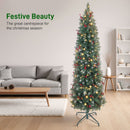 6ft Prelit Slim Christmas Tree, with 8 Lighting Modes and Silver Glitter