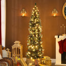 6ft Prelit Slim Christmas Tree, with 8 Lighting Modes and Silver Glitter