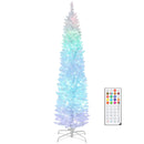 6ft Skinny Artificial Christmas Tree with Synchronized LED Lights, Remote and Timer - White