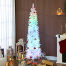 6ft Skinny Artificial Christmas Tree with Synchronized LED Lights, Remote and Timer - White