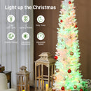 6ft Skinny Artificial Christmas Tree with Synchronized LED Lights, Remote and Timer - White