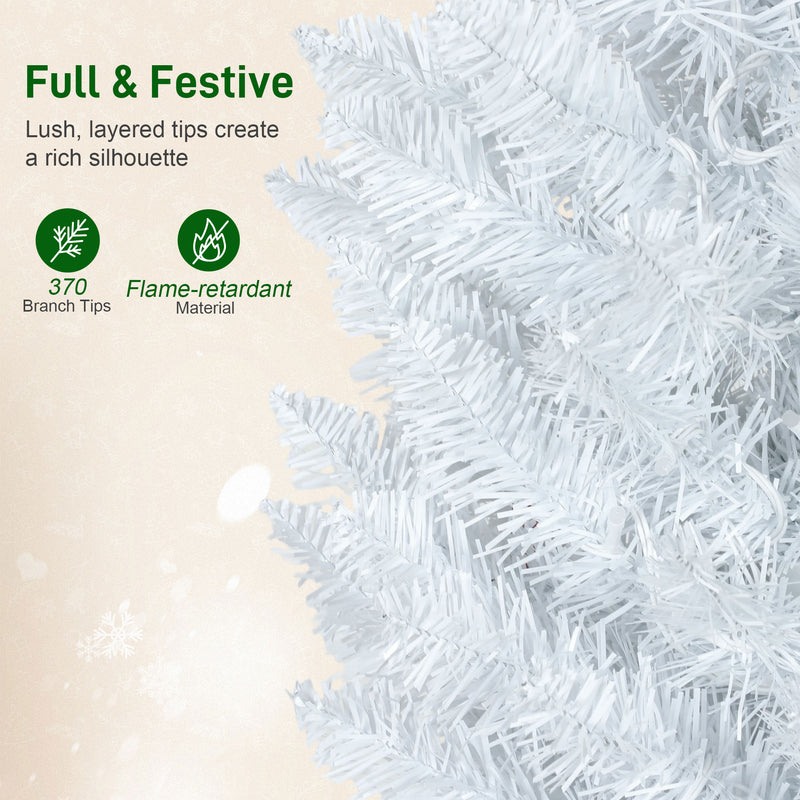 6ft Skinny Artificial Christmas Tree with Synchronized LED Lights, Remote and Timer - White