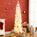 6ft Skinny Artificial Christmas Tree with Synchronized LED Lights, Remote and Timer - White