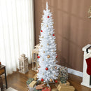 6ft Skinny Artificial Christmas Tree with Synchronized LED Lights, Remote and Timer - White