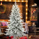 6ft Snow Flocked Artificial Christmas Tree, Realistic Pine Tips and Metal Stand