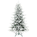 6ft Snow Flocked Artificial Christmas Tree, Realistic Pine Tips and Metal Stand