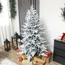 6ft Snow Flocked Artificial Christmas Tree, Realistic Pine Tips and Metal Stand