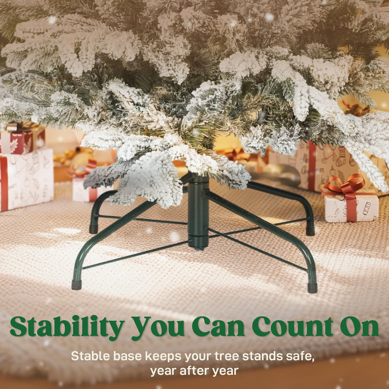 6ft Snow Flocked Artificial Christmas Tree, Realistic Pine Tips and Metal Stand