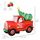 Large Christmas inflatable display, red truck with Santa's Tree Delivery text and a Christmas tree on a white background