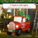 Large Christmas inflatable display Santa Tree Delivery truck with built-in LED lights in a festive outdoor setting.