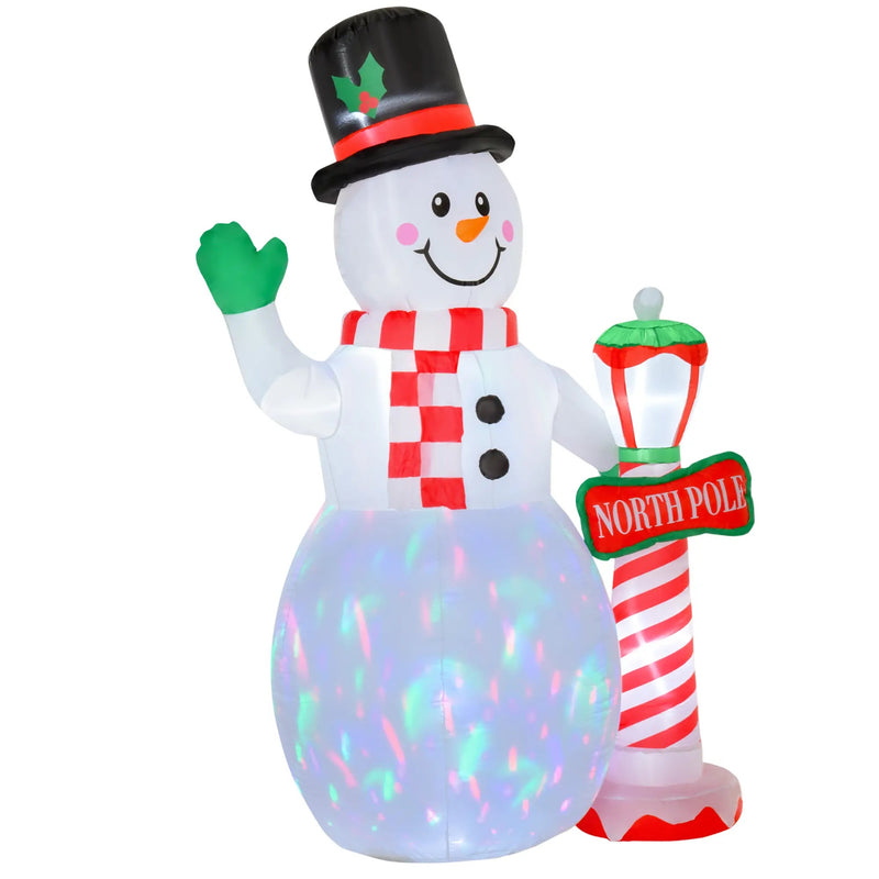 7.9ft Inflatable Christmas North Pole Snowman with LED Party Lights for Indoor and Outdoor Display