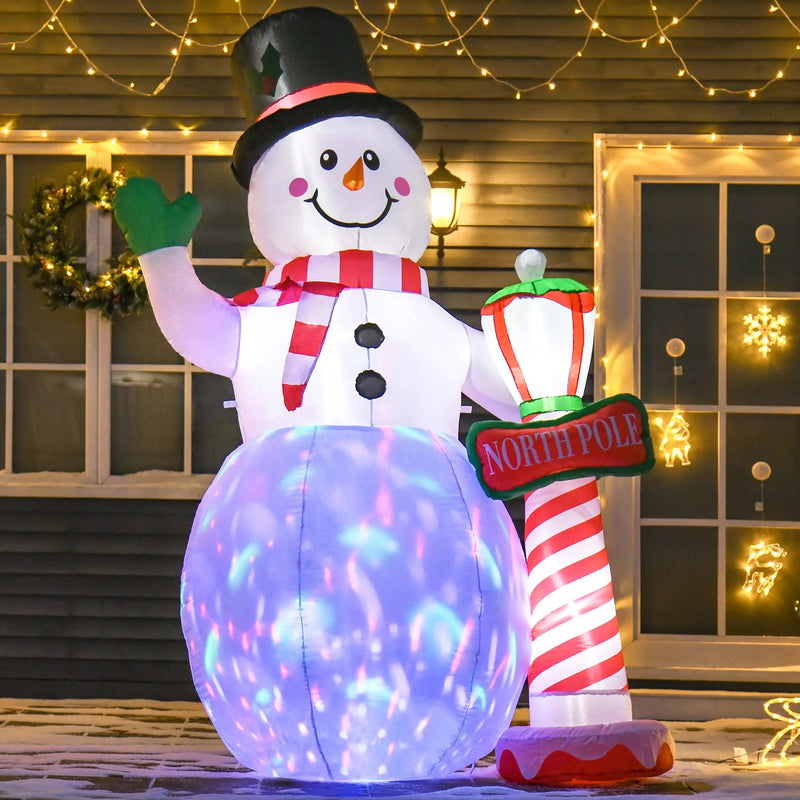 7.9ft Inflatable Christmas North Pole Snowman with LED Party Lights for Indoor and Outdoor Display