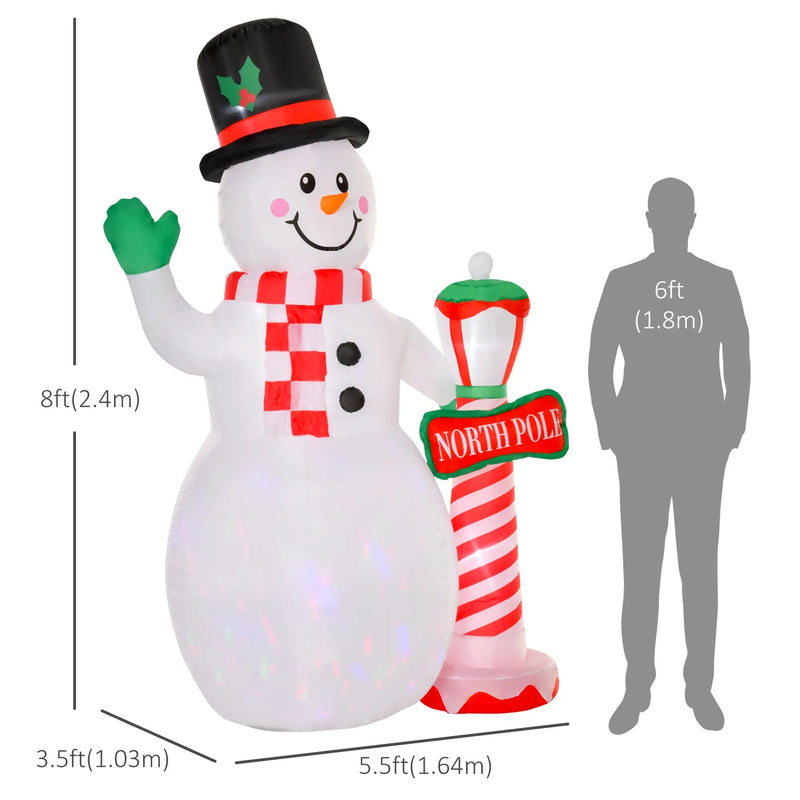 7.9ft Inflatable Christmas North Pole Snowman with LED Party Lights for Indoor and Outdoor Display