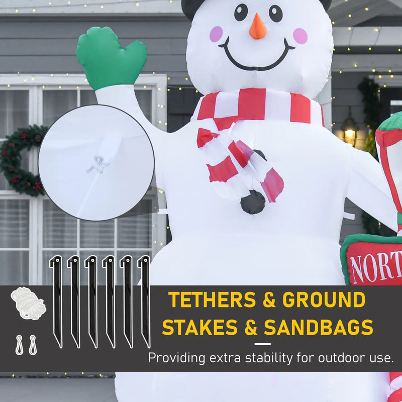 7.9ft Inflatable Christmas North Pole Snowman with LED Party Lights for Indoor and Outdoor Display