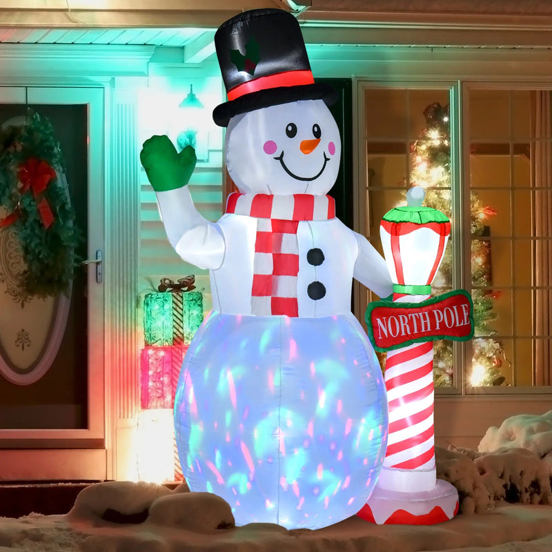 7.9ft Inflatable Christmas North Pole Snowman with LED Party Lights for Indoor and Outdoor Display