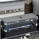 Genesis 50,000 BTU Propane Fire Table Mixed Grey Rattan with Glass Cover