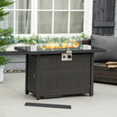 Genesis 50,000 BTU Propane Fire Table Coffee Brown Rattan with Glass Cover