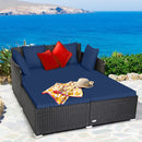 Halton Outdoor Rattan Lounging Patio Sofa - Dark Blue