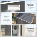 5' x 7' Galvanized Lean-To Storage Shed with Sliding Door - Dark Grey