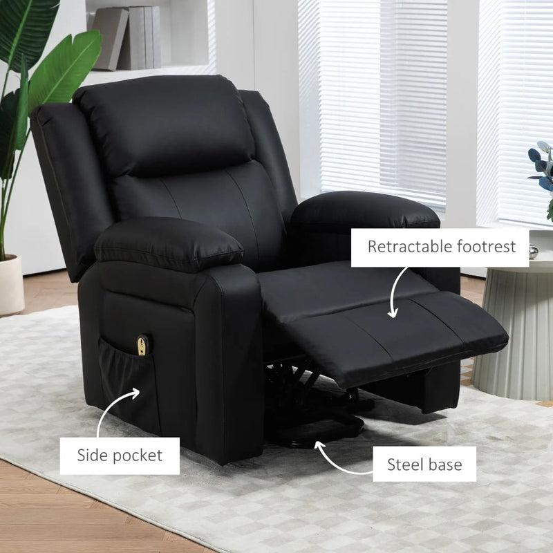 Luxharbor Lane Powered Lift Assist Recliner Chair with Remote Control - Black Faux Leather