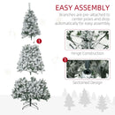 Christmas Trees, 7.5ft Prelit 500 LED Artificial Snow Flocked Christmas Tree with Base - Seasonal Overstock