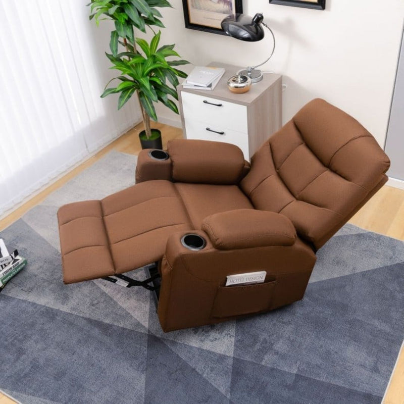 Wyatt Electric Lift Assist Recliner Chair with Vibration Massage and Lumbar Heat - Brown