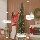 7.5ft Skinny Artificial Christmas Tree with Synchronized LED Lights, Remote and Timer - Green