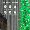 7.5ft Skinny Artificial Christmas Tree with Synchronized LED Lights, Remote and Timer - Green
