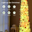 7.5ft Skinny Artificial Christmas Tree with Synchronized LED Lights, Remote and Timer - White