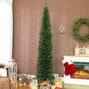 7.5ft Skinny Artificial Christmas Tree with Synchronized LED Lights, Remote and Timer - Green