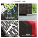 Patio Furniture, Peace River 7 Pc Rattan Wicker Modular Outdoor Furniture Sectional Sofa Set - Red / Brown - Seasonal Overstock