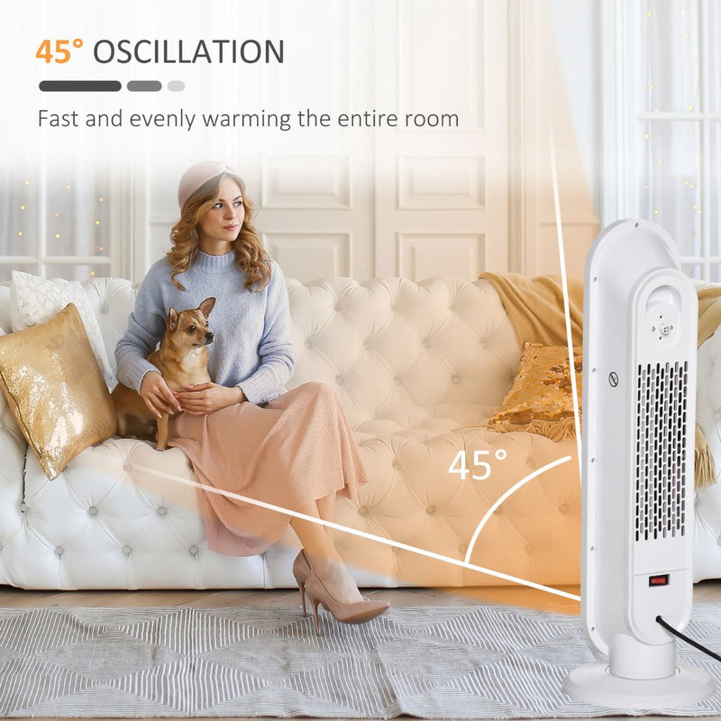 Oscillating Ceramic Space Heater Tower with Remote Control 24H Timer 1500W / 1000W