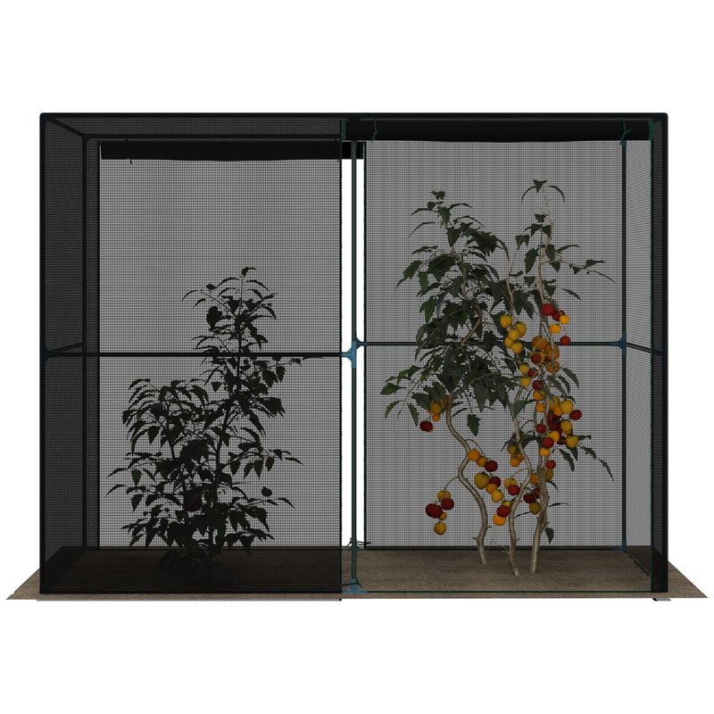 8' x 4' x 6' Framed Mesh Garden Protection Cover with Zipper Doors - Black