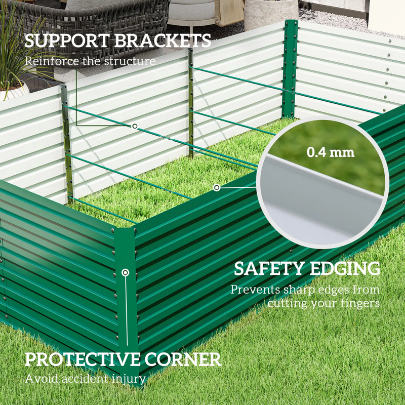 8' x 4' Raised Garden Bed Planter Box Galvanized Steel 24in Deep - Green