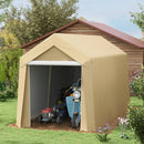 7' x 12' Outdoor Portable Storage Shed Garage with Roll-up Door for Motorcycle, Bicycles, ATVs, Tools and Equipment - Beige