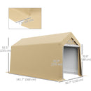 7' x 12' Outdoor Portable Storage Shed Garage with Roll-up Door for Motorcycle, Bicycles, ATVs, Tools and Equipment - Beige