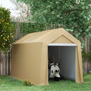 7' x 12' Outdoor Portable Storage Shed Garage with Roll-up Door for Motorcycle, Bicycles, ATVs, Tools and Equipment - Beige