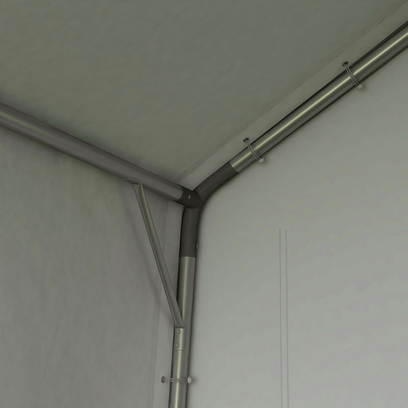 7' x 12' Outdoor Portable Storage Shed Garage with Roll-up Door for Motorcycle, Bicycles, ATVs, Tools and Equipment - Beige